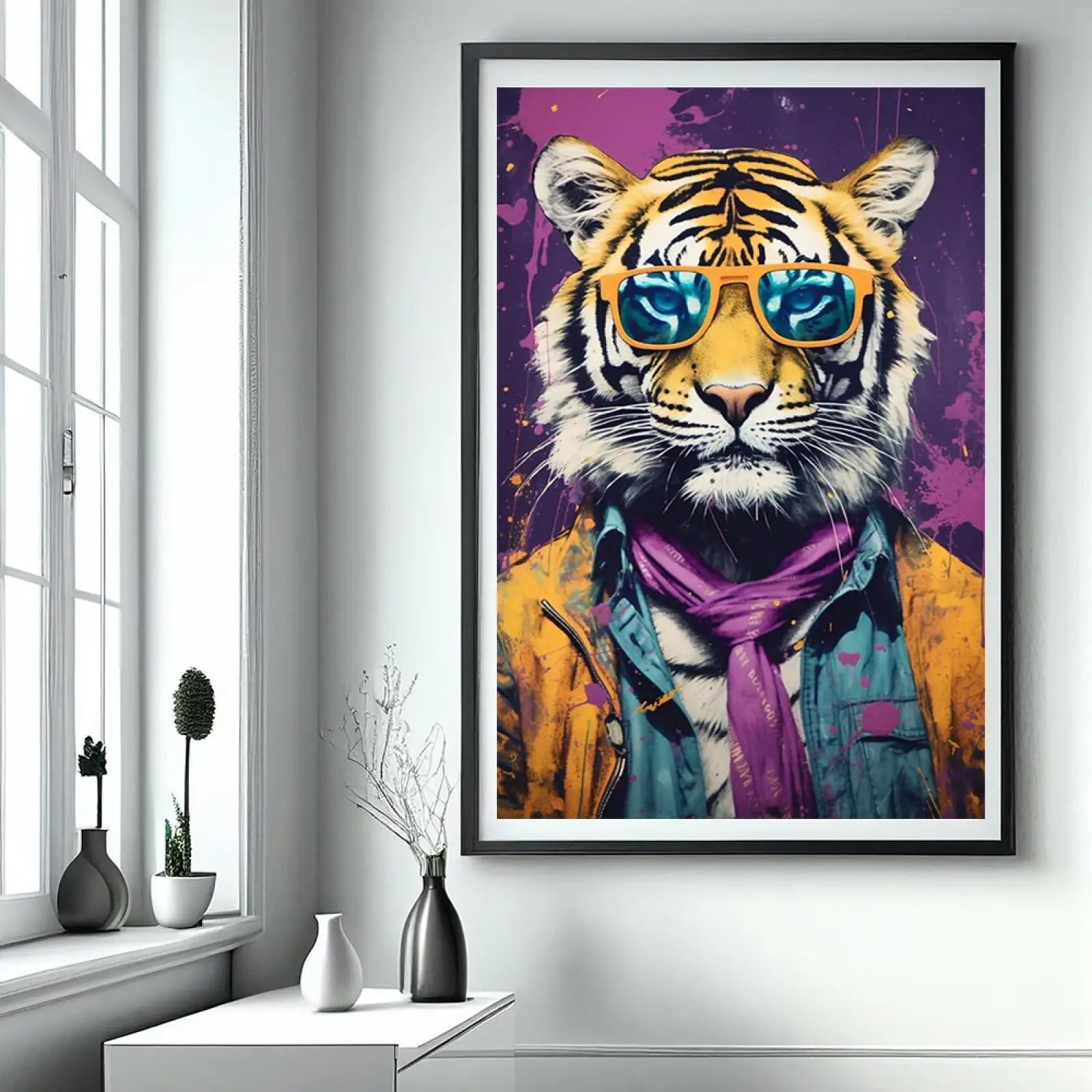 Affiche de mode tigre en veste : impression sur toile graffiti premium - 8
