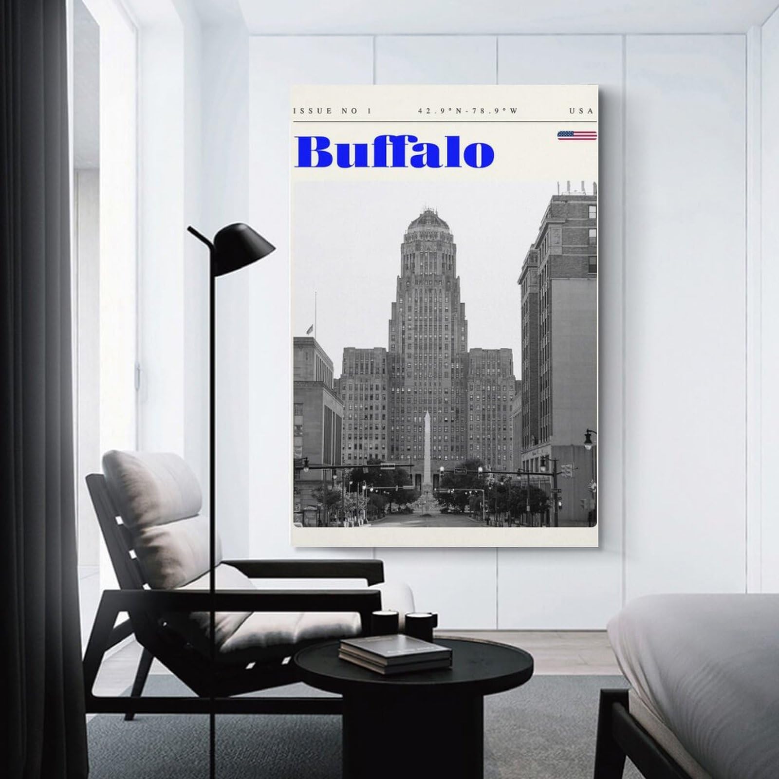 Junmoney Buffalo New York Travel Art Canvas Art Print, 20x30inch(50x75cm), for Office Decor, Home Working Or Creative Rooms, Wall Art That Adds Style to Work Areas