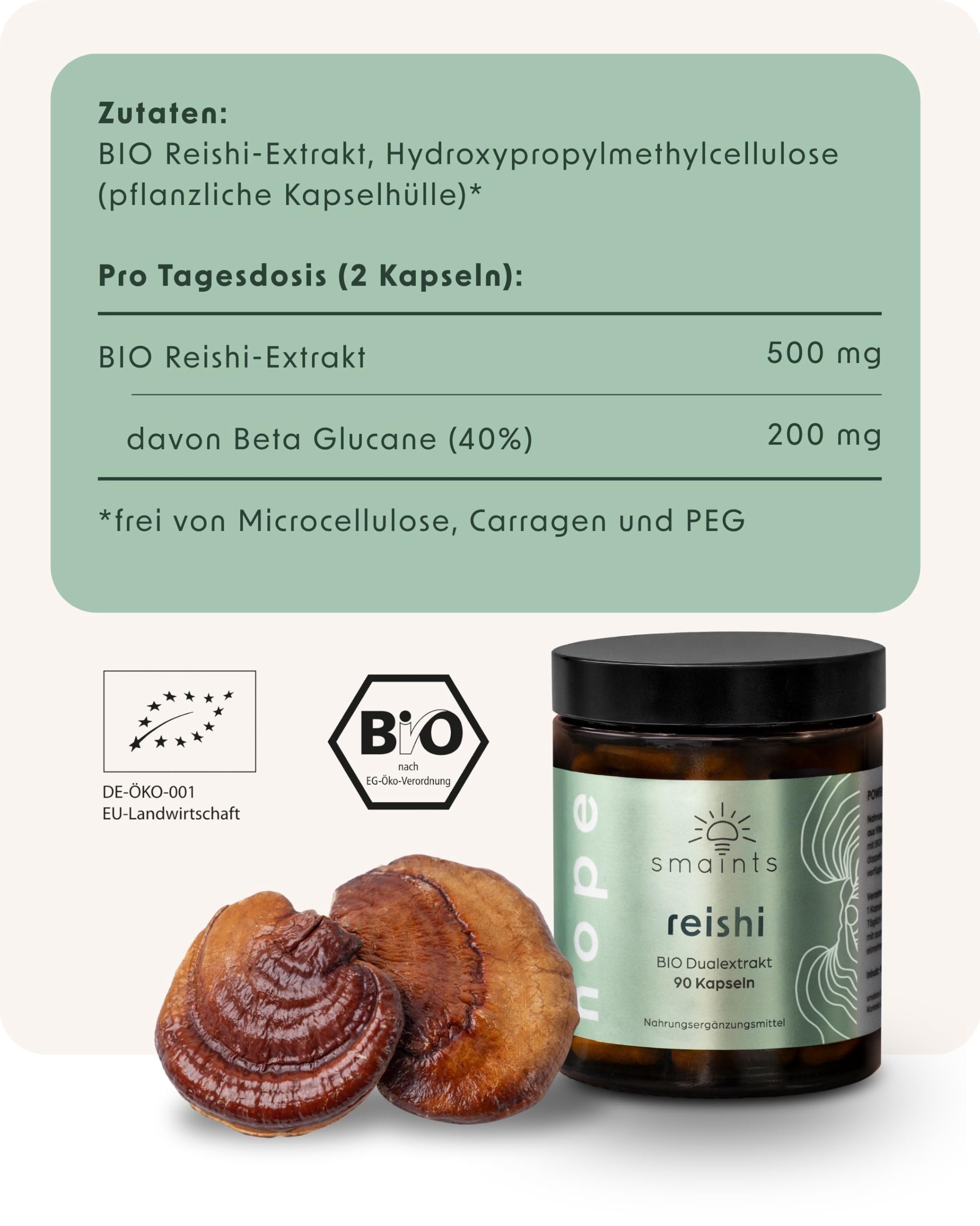 Reishi Extrakt Kapseln BIO Hochdosiert - 90 Kapseln Vitalpilze Komplex