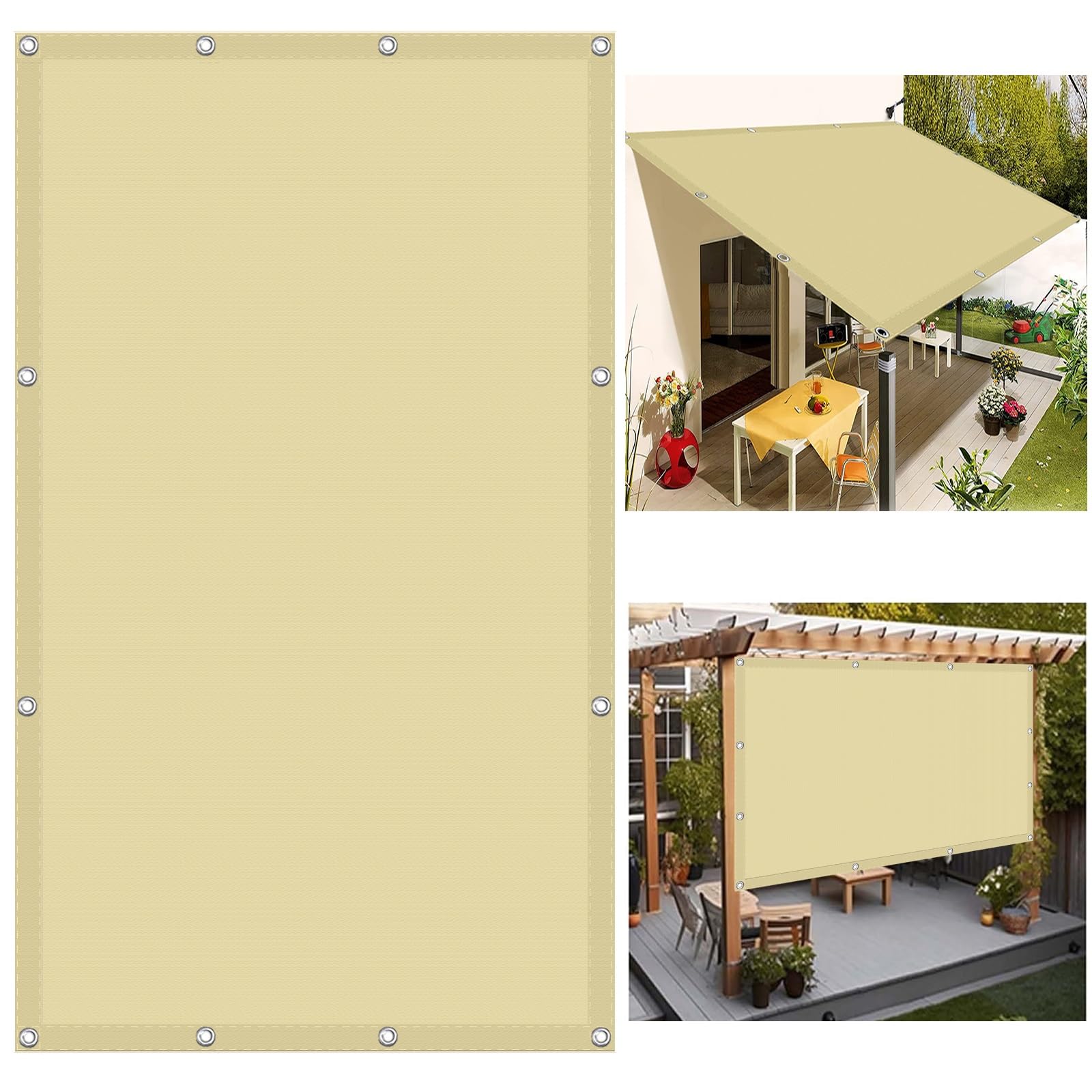 Voile d'ombrage rectangulaire 2x5m jaune sable pour terrasse