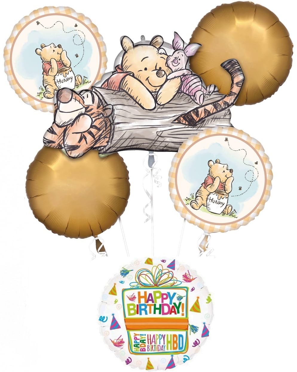 Anagram Classic Pooh Birthday Party Supplies 6pc Balloon Bouquet Decorations