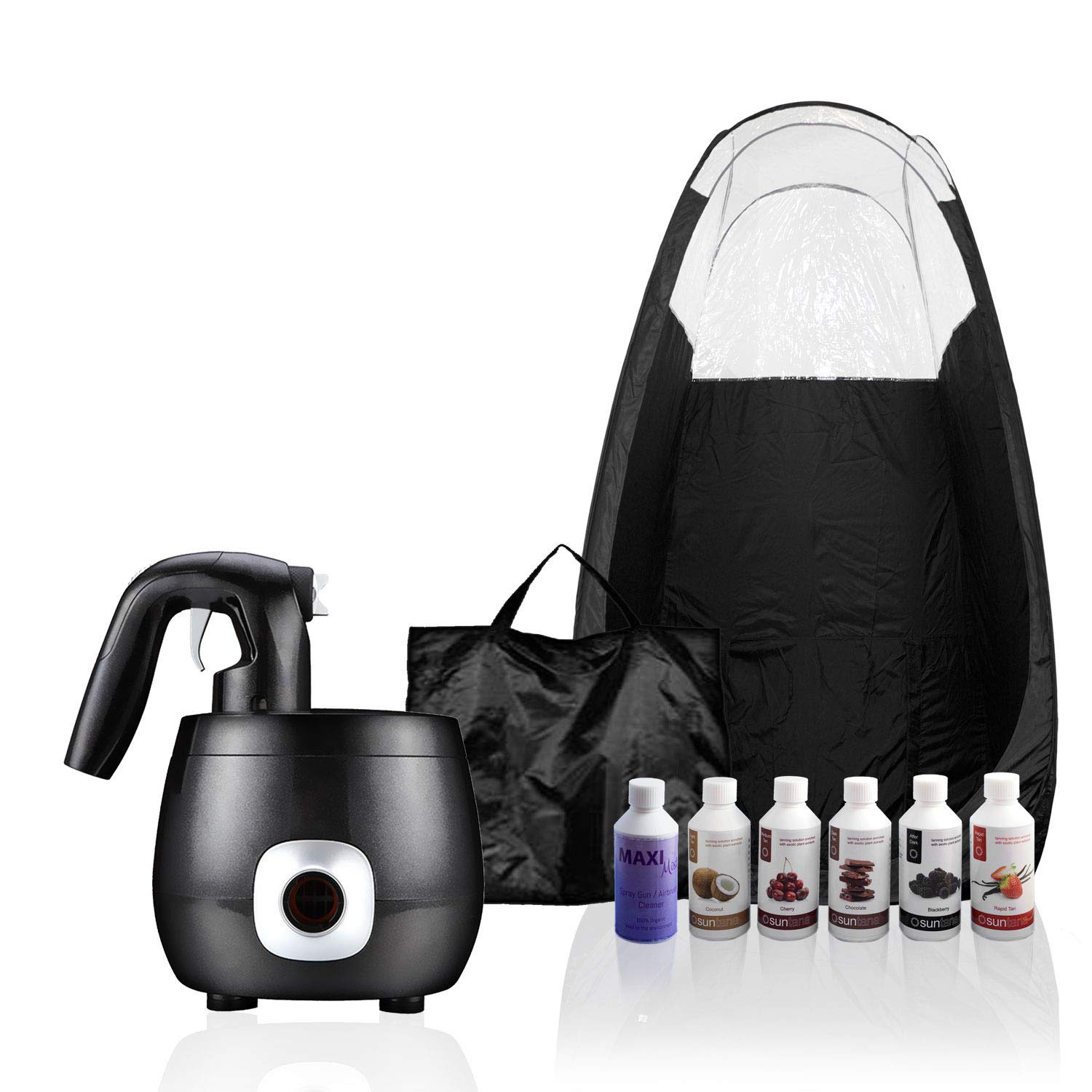 Tanning EssentialsPro V Glam 'Black' Complete Tanning Kit - With Black tent & FREE Suntana Tan