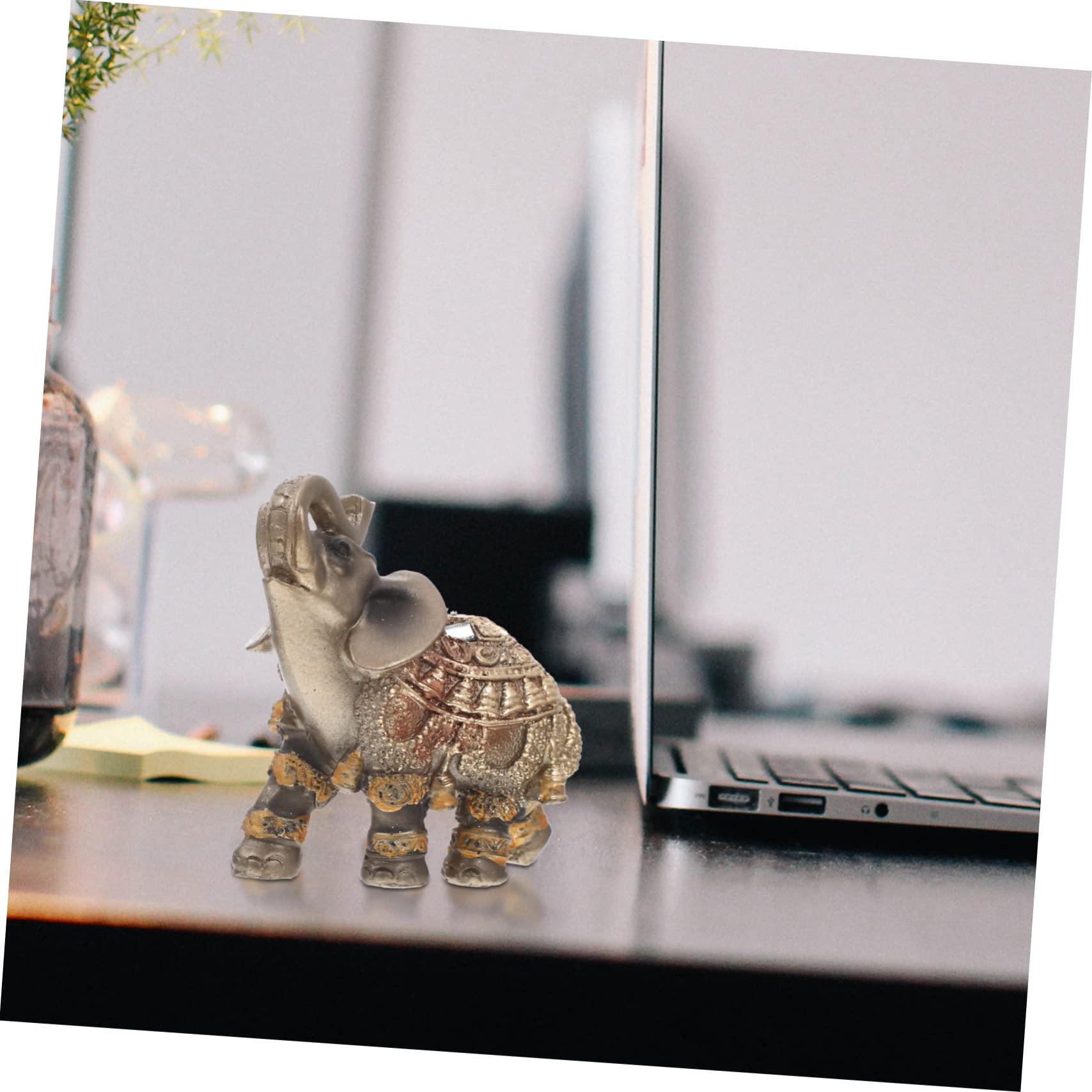 Amosfun 3 Pz ornamenti di elefanti piccola statua di elefante giocattolo modello elefante boho arredamento gadget casa modello di da tavolo decoro in resina Golden