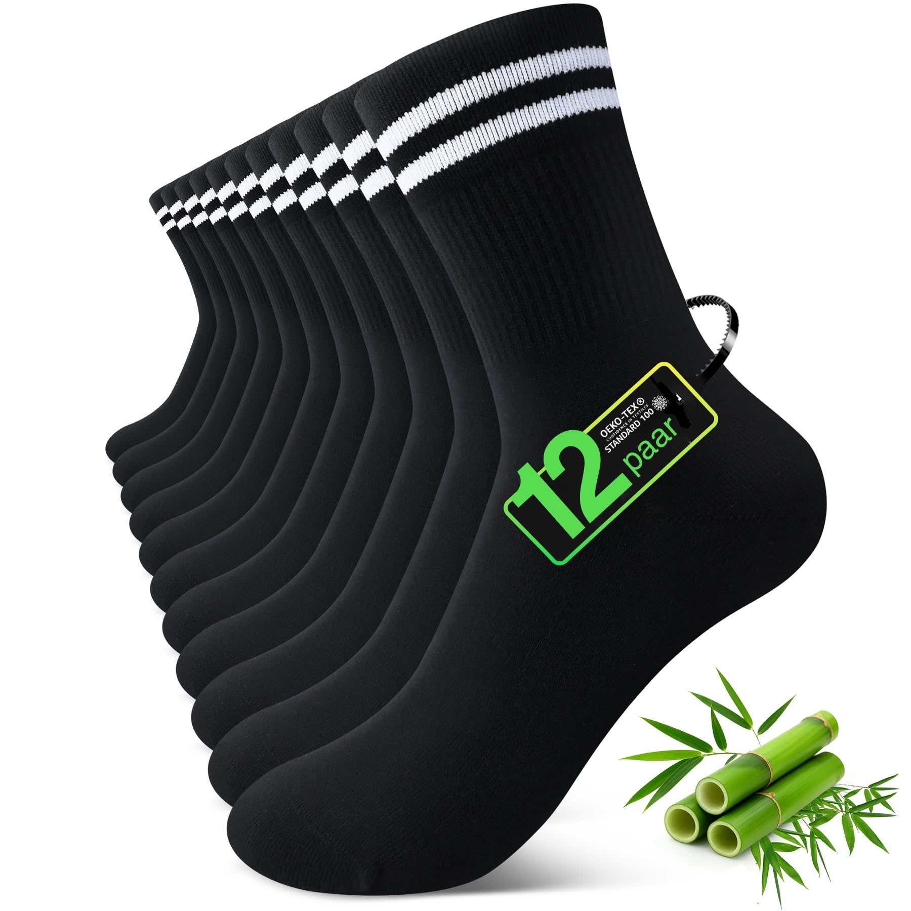 FALARY Bambú Calcetines Niño Niña Calcetines Deporte Tenis Correr 6 Pares | Negros Blancos Gris, Transpirable, Antimicrobiano, Sin Olores, Absorbe la Humedad, Cómodo, para Baloncesto Ciclismo Cotidiana