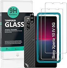 Ibywind Screen Protector Compatible with Sony Xperia 10 IV 5G 6 Inch with Camera Protective Film (Metal Material), Carbon Fibre Skin for the Back, Includes Easy Install Kit (Centre Frame)