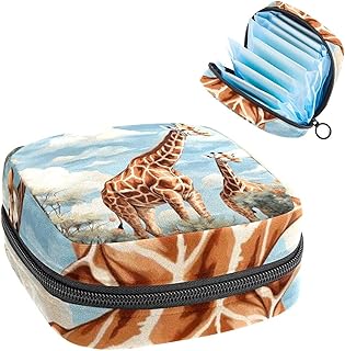 Sanitary Napkin Storage Bag for Feminine Pads, First Period Kit for Women, Giraffe Portable Menstrual Period Sanitary Pouch