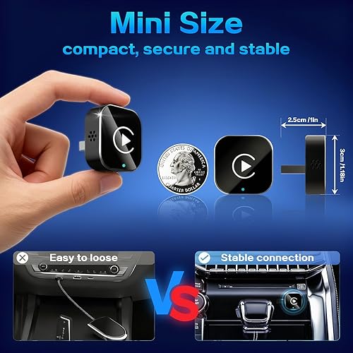 Miniatura 5 de Mini adaptador inalámbrico CarPlay para iPhone, 2 en 1 para Apple Carplay y adaptador automático de Android, convertir con cable a inalámbrico, Plug