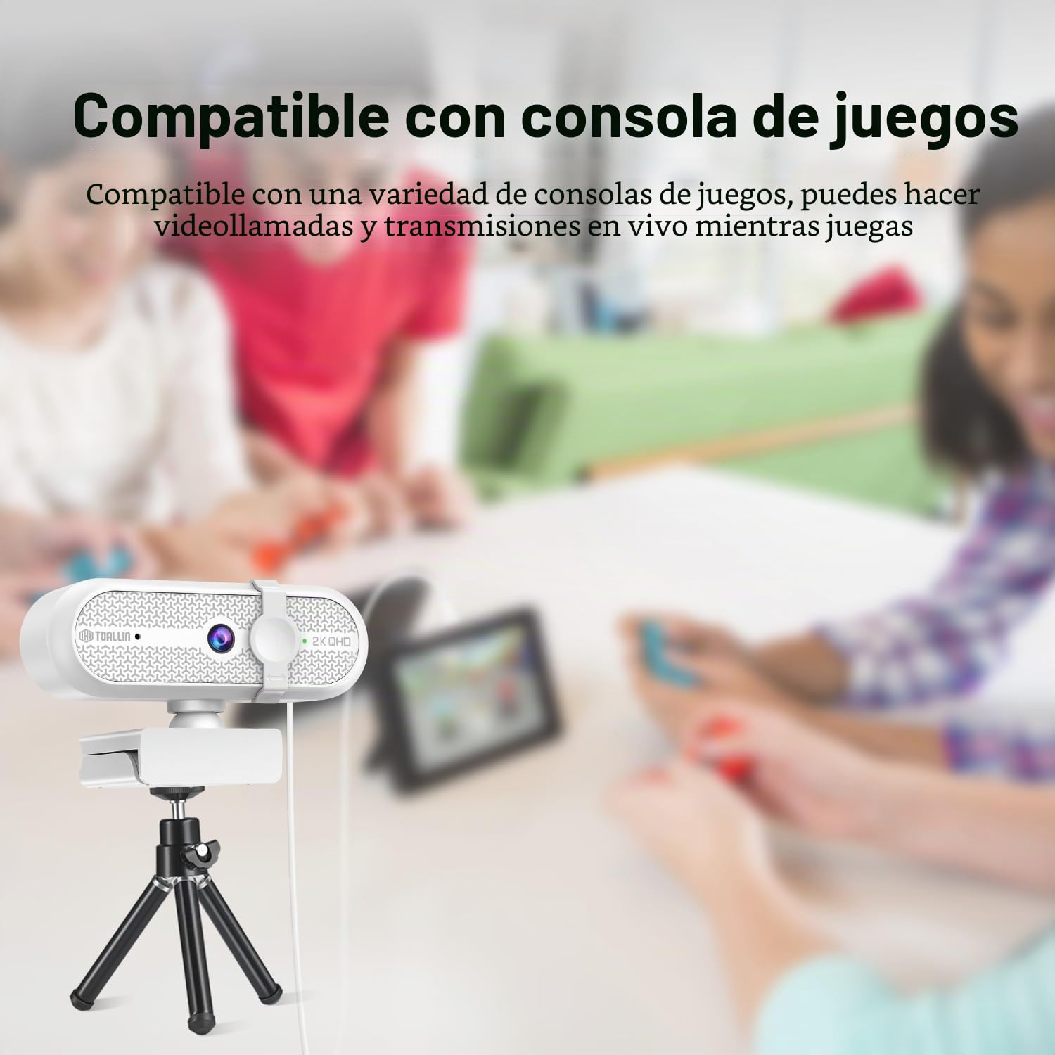 TOALLIN Cámara Web 2K con Trípode para Streaming, 5 Millones de Píxeles, Micrófono Integrado y Cubierta de Privacidad, Cámara USB para Portátil y PC, Juegos, Videoconferencias y Videollamadas