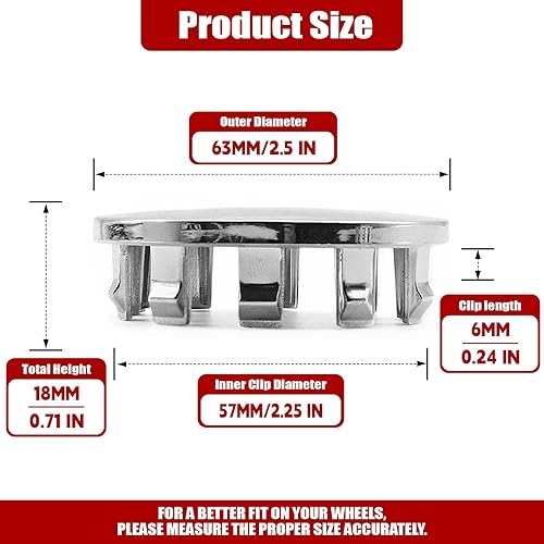 Miniatura 3 de 4 tapas centrales de plástico cromado de 2.480 in y 2.5 pulgadas para ruedas Dodge Ram 1500, repuesto 6KF18TRMAA