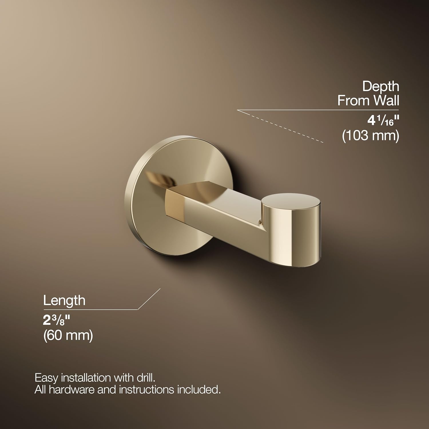 Kohler 78378-AF Components® Robe Hook, Vibrant French Gold