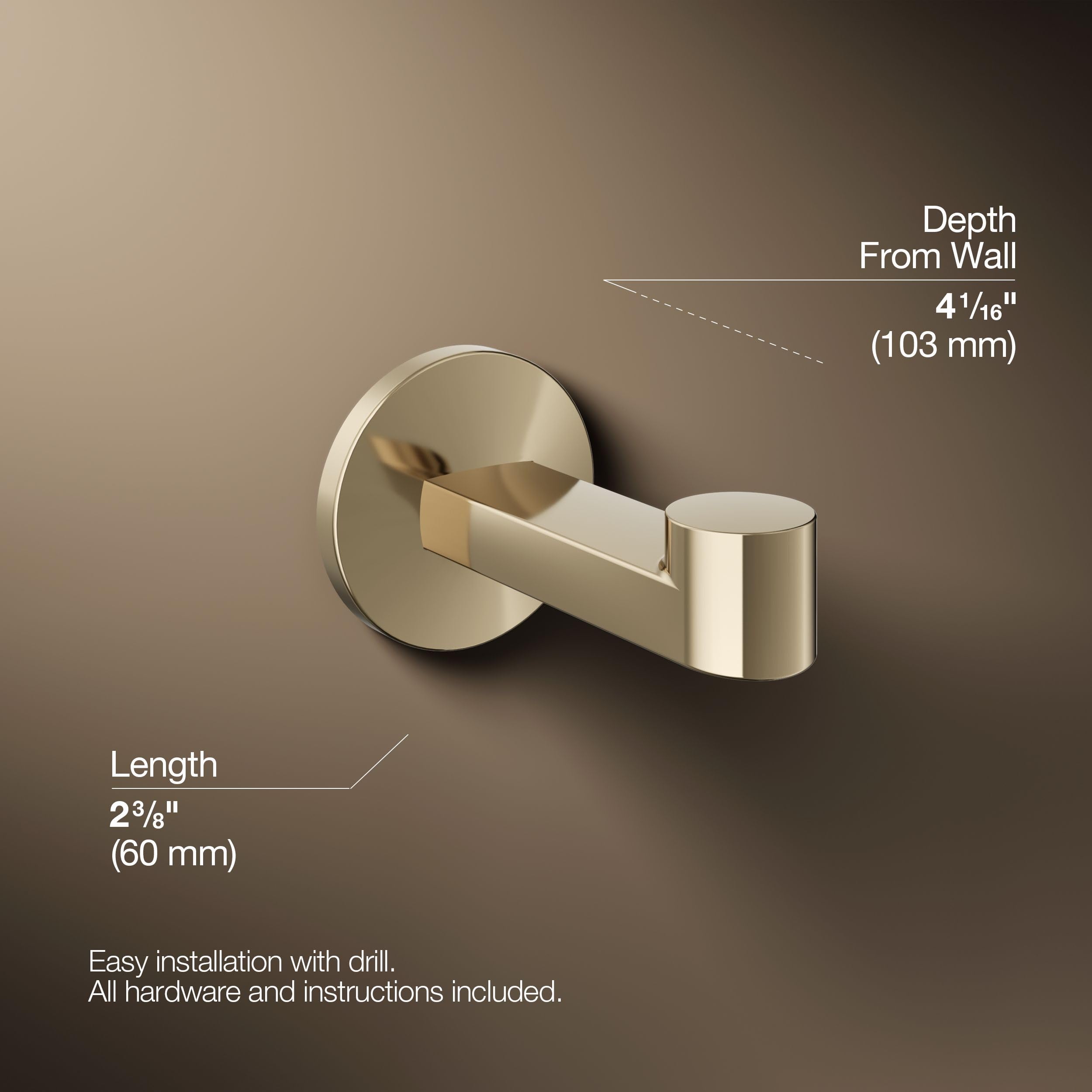 Kohler 78378-AF Components® Robe Hook, Vibrant French Gold