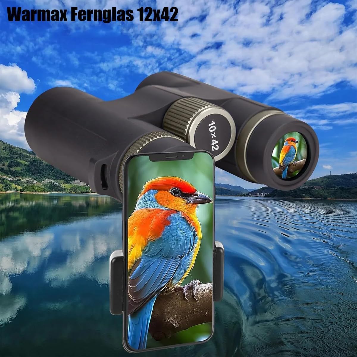 Warmax Fernglas 12x42, 2025 Hochleistungsfernglas für Erwachsene, beschlagfrei und wasserdicht, perfekt für Vogelbeobachtung, Reisen, Sternbeobachtung, Jagd und Konzerte (Black)