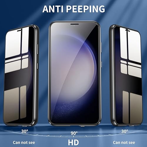 Miniatura 2 de Jonwelsy Funda antiespía para Samsung Galaxy S23, cubierta de vidrio templado de privacidad frontal y trasera de 360 grados, pantalla antiespía,