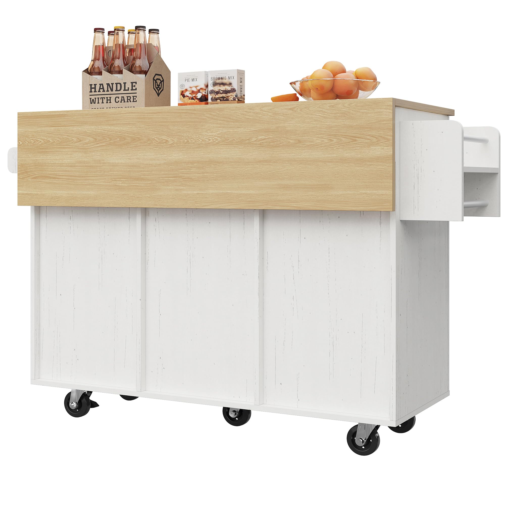 Moderna isola da cucina, armadio da cucina, armadio a buffet, carrello da pranzo con venature del legno, tavolo da pranzo multifunzionale con spazio di archiviazione, carrello da pranzo con
