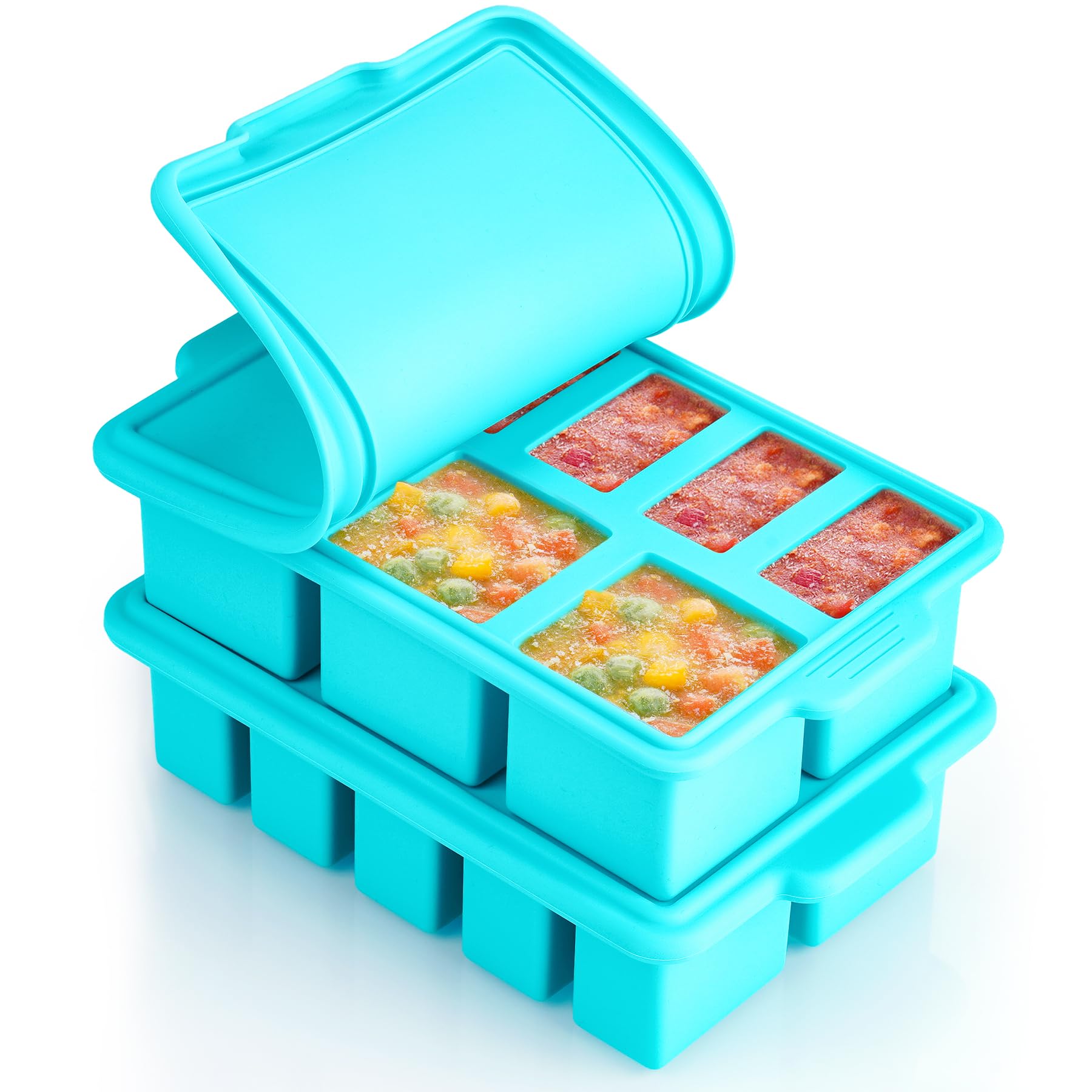 NiHome 2 Silicone Freezer Moulds with Lids, 8 Compartments