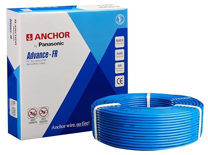 Anchor by Panasonic Advance Fire Retardant 1.5 Sq mm Electrical Wire | High Voltage 90 Meter Power Wire |  1100V Electrical Wire (Blue) at Rs. 1579