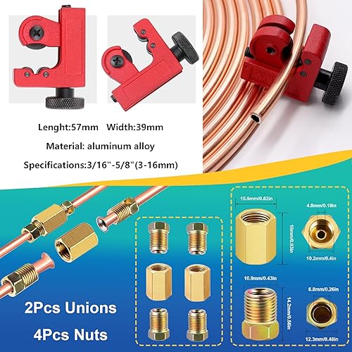 Miniatura 3 de smseace Paquete de 26 líneas de freno de 14 de pulgada que incluye líneas de freno chapadas en cobre de 25 pies con accesorios (16 accesorios, 2