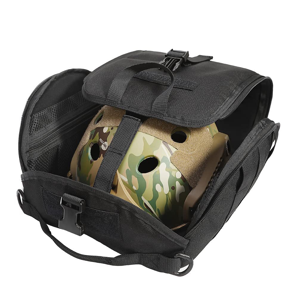 M MCGUIRE GEAR Tactical MOLLE Clamshell Helmet Bag, Padded and Fleece Lined Storage Case for Airsoft MilSim Motorcycle and Bike Helmets, MOLLE