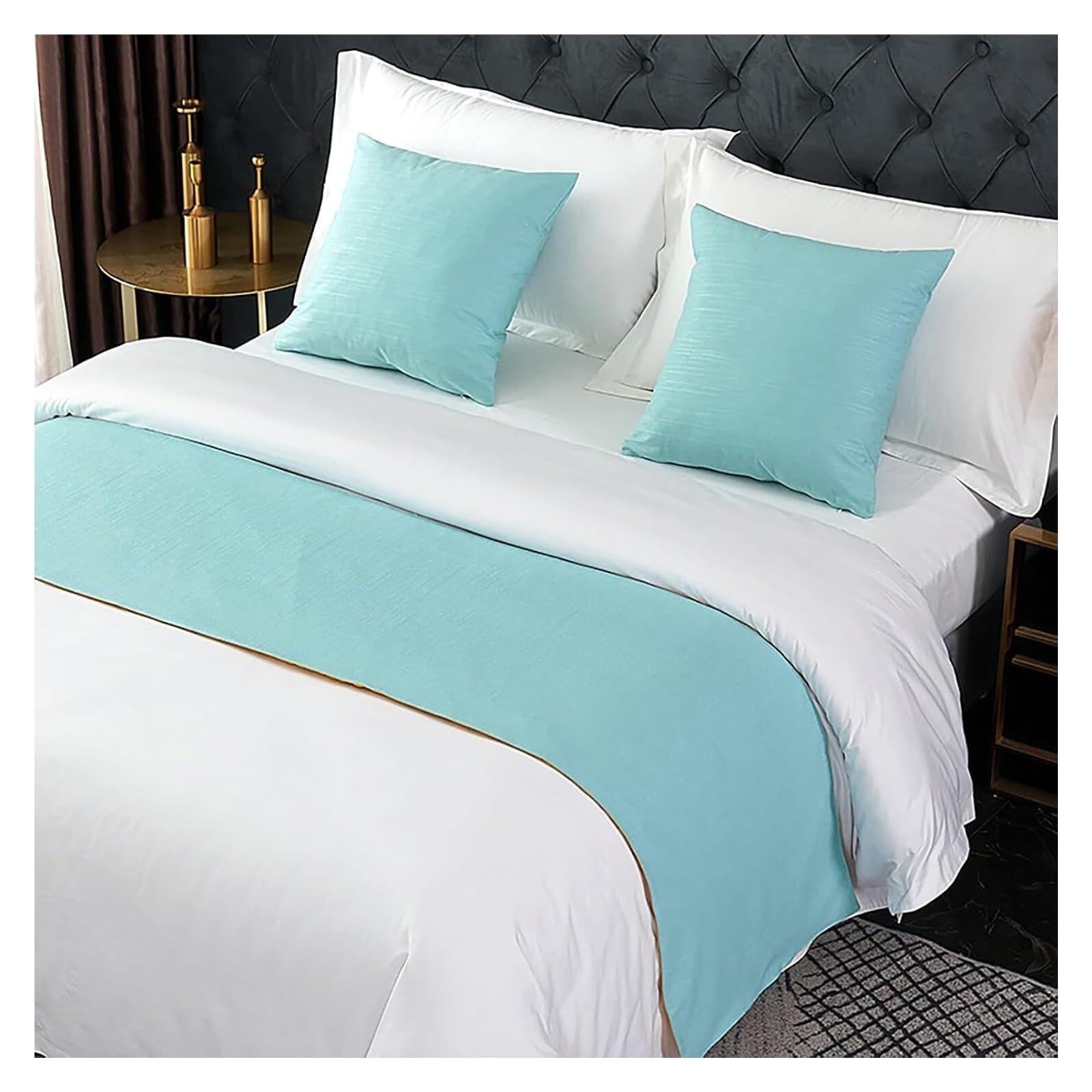 JFGCTYHXY Bed linen throws, Bed Runners For Queen Size, Decorative Throws For Foot Of, End Scarves Sofa Throw Bedding Scarf(Cyan,50 * 210cm for 150cm Bed)