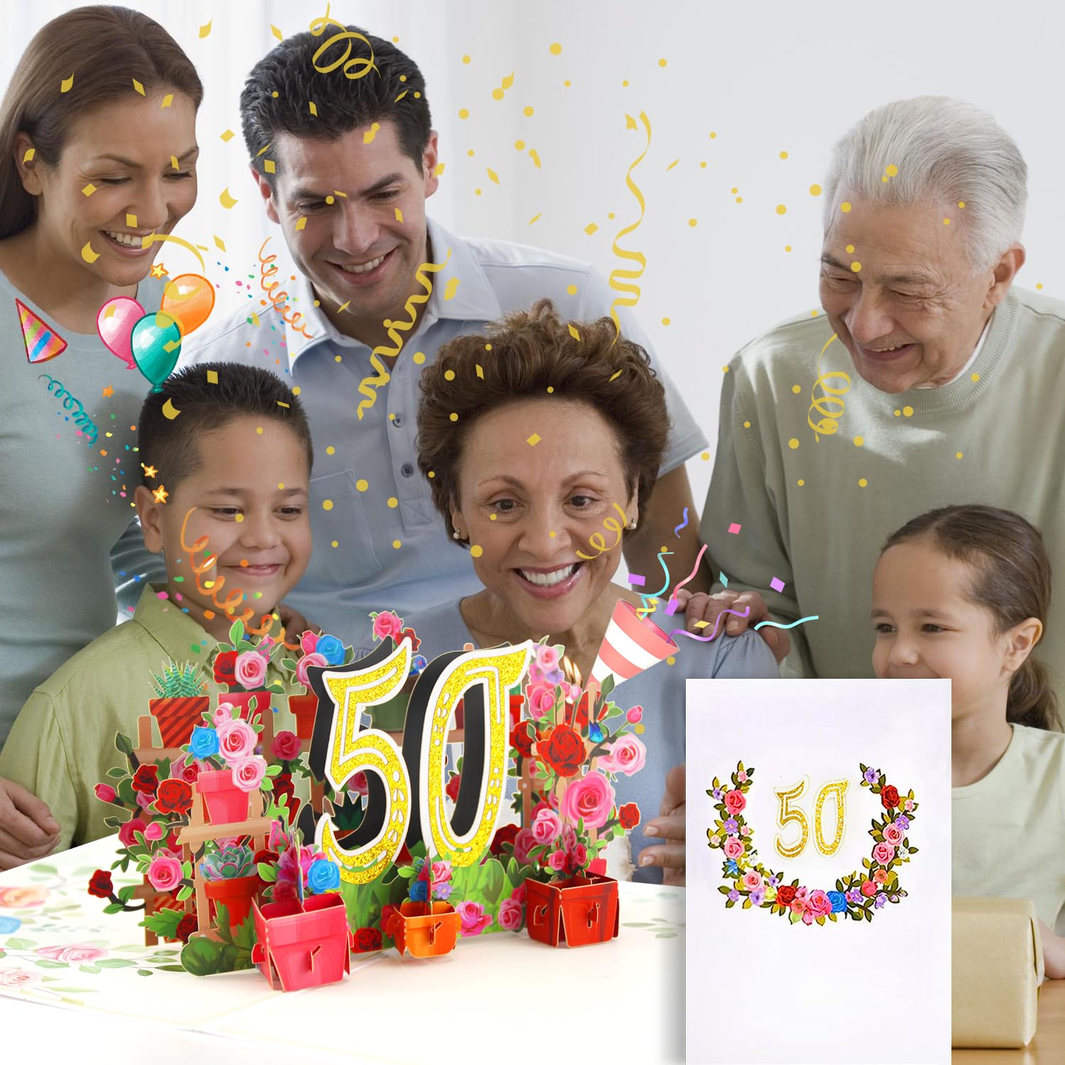 3D pop-up wenskaart verjaardag, bloeiende verjaardagskaarten met