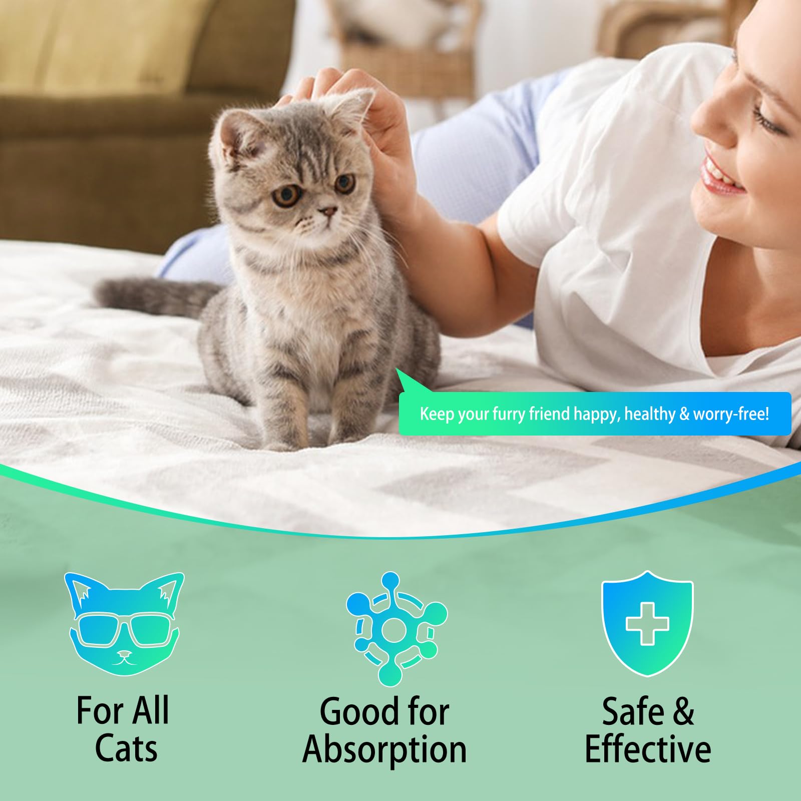 HEXIN Vermifuge pour chat 60 ml, vermifuge à base de plantes pour chats avec probitiques – Amélioration de la digestion, renforcement de l'immunité, anti-parasites, ankylostomes à large bande