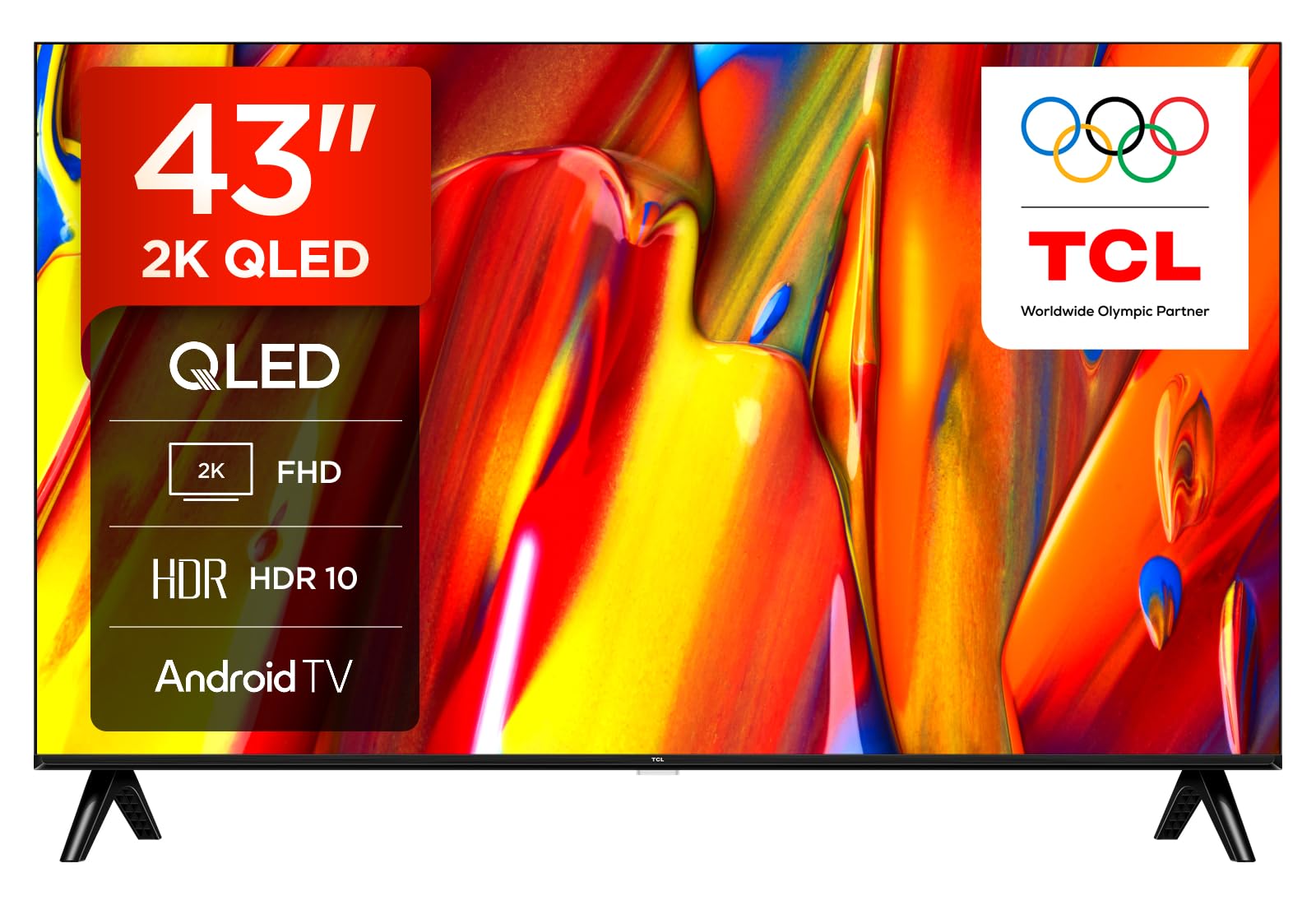 TCL 43V5C-UK 43Inch Full HD Smart QLED Direct LED TV with Android TV​ and HDR - Compatible with Google Cast and Google Home, Slim Design