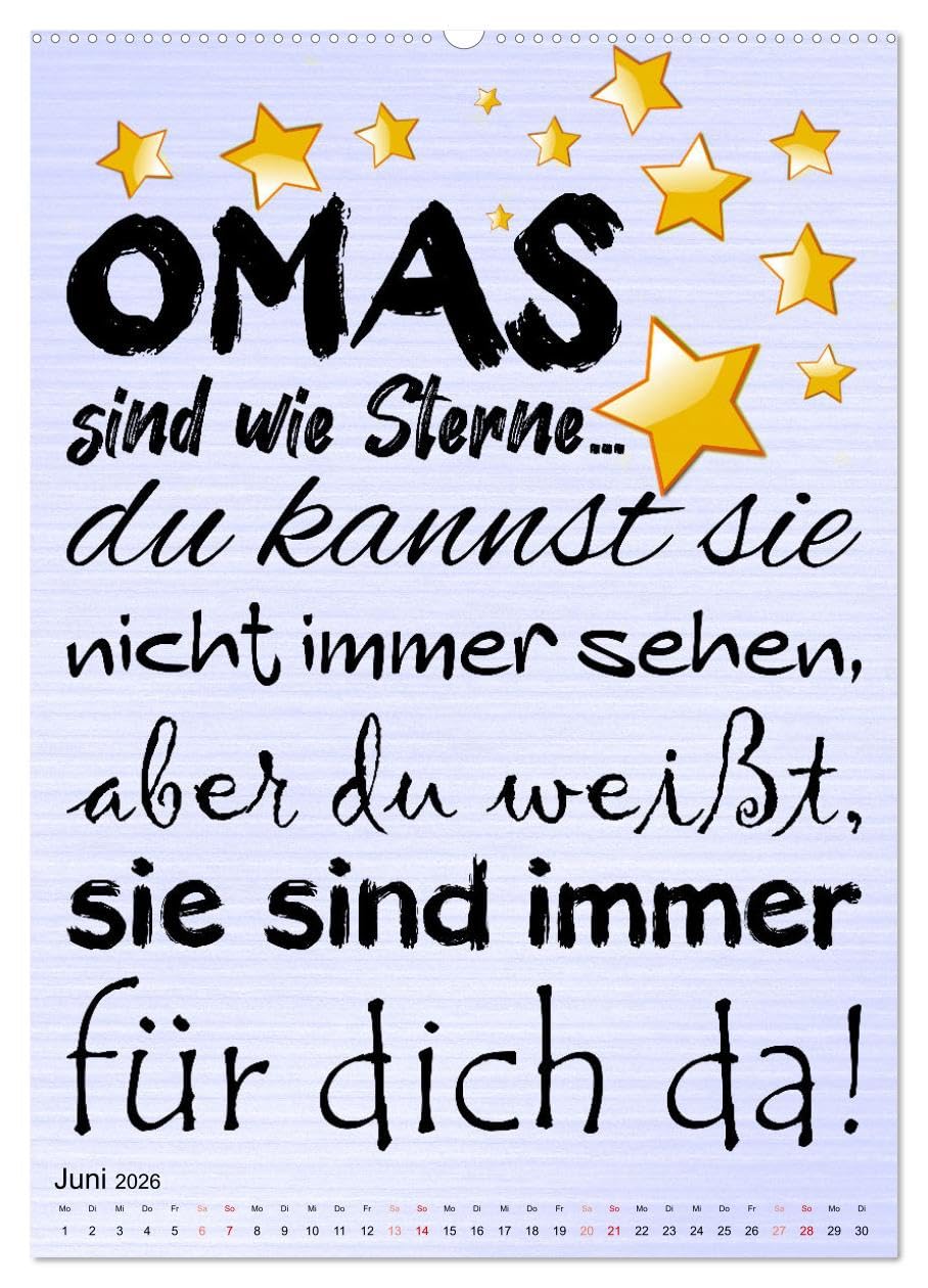 Glück ist, Oma zu sein (Wandkalender 2026 DIN A2 hoch), CALVENDO Monatskalender: Liebevoll gestaltete Sprüche (CALVENDO Spass)