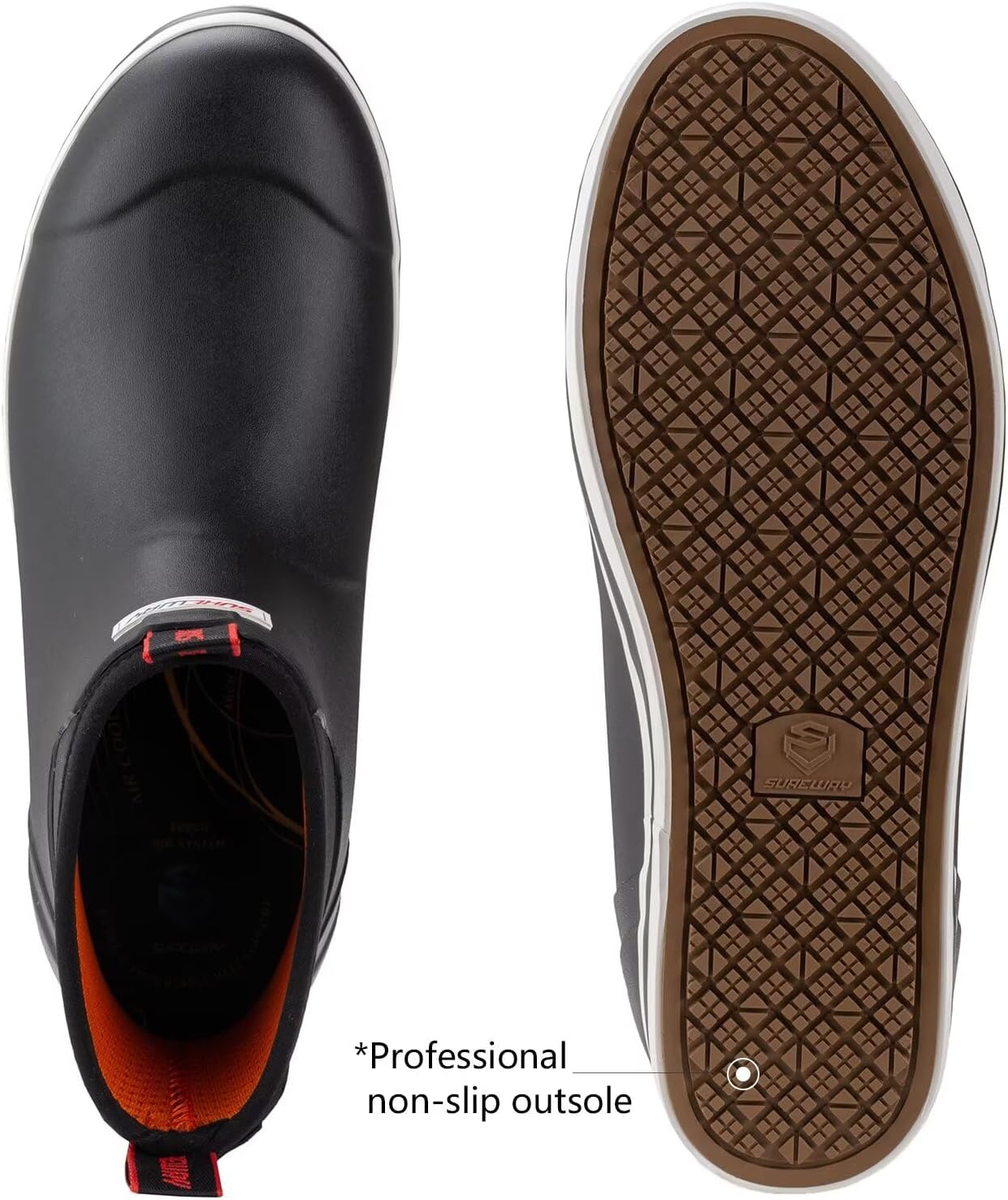 SUREWAY Men's Deck Boots Professional Non-Slip Fishing & Ankle Boating Boot Waterproof Rain Boots, Lightweight Neoprene Rubber Deck Boots - Image 4