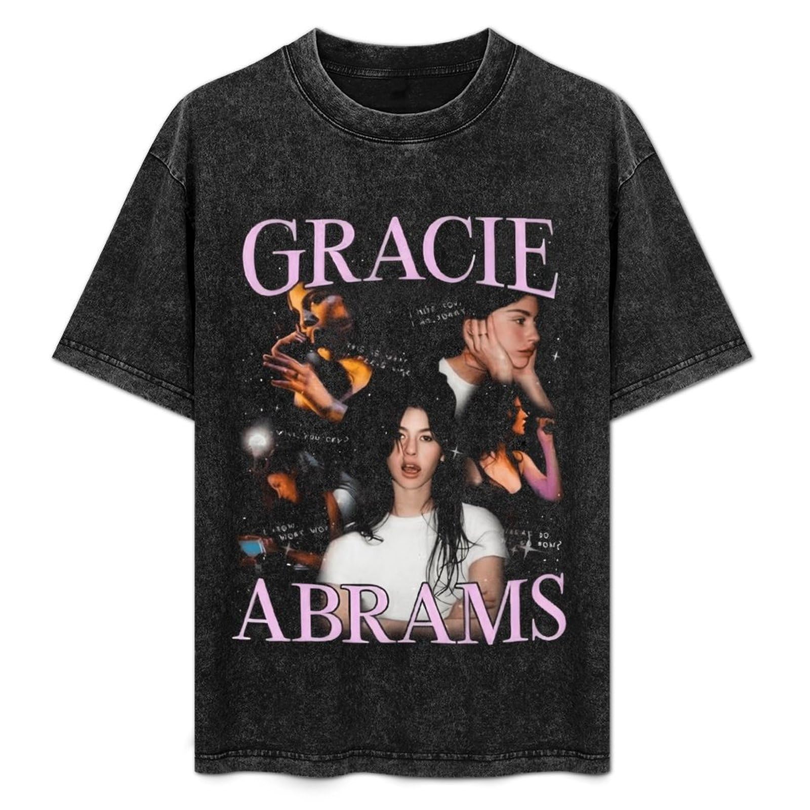 Women's Gracie Music Abrams T Shirt Washed Shirts Slimming Tshirt for Men Comfortable Short Sleeve Loose T Shirt XL