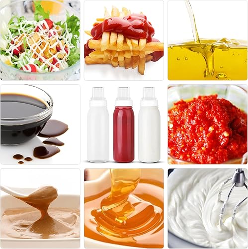 Miniatura 10 de Botellas exprimibles para condimentos, sin BPA, botellas exprimibles para salsas, dispensador de aceite de oliva, botellas de salsa de tomate