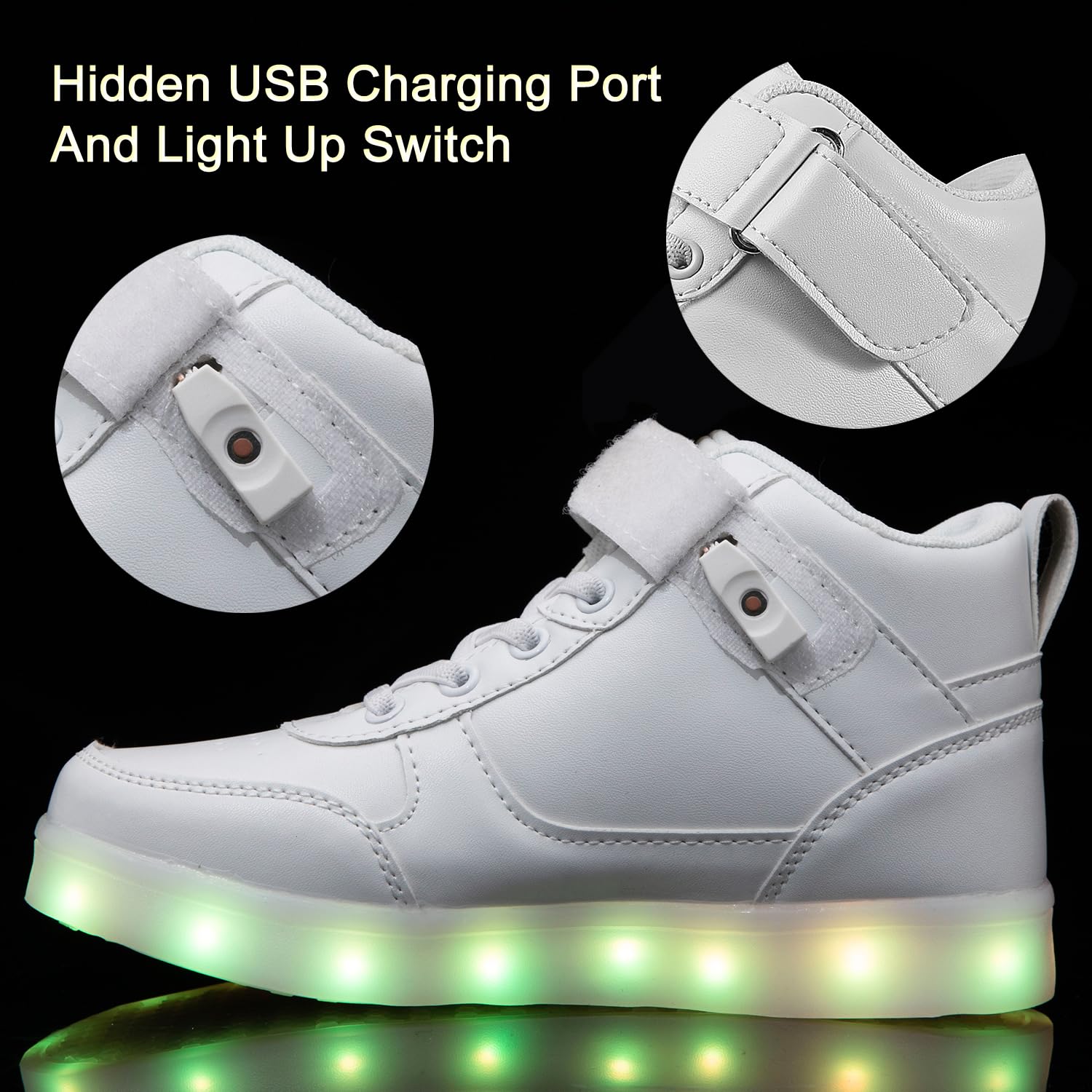 Scarpe da ginnastica per bambini con luci a LED, alte e lampeggianti, ricarica USB, per ragazzi e ragazze