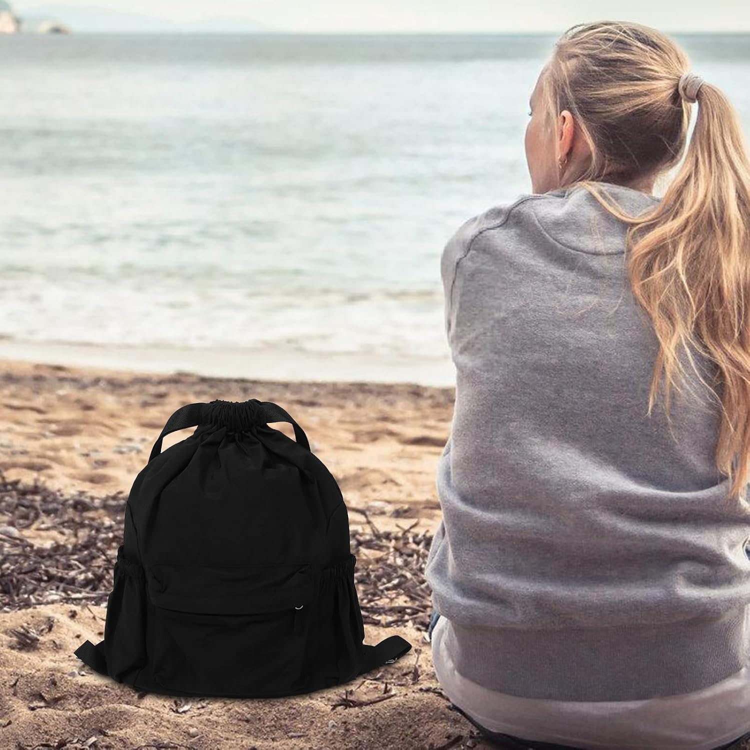 Lightweight Drawstring Backpack for Women Oxford Storage Bag Closure Small Travel Backpack for Gym Commuting Leisure Casual Outings
