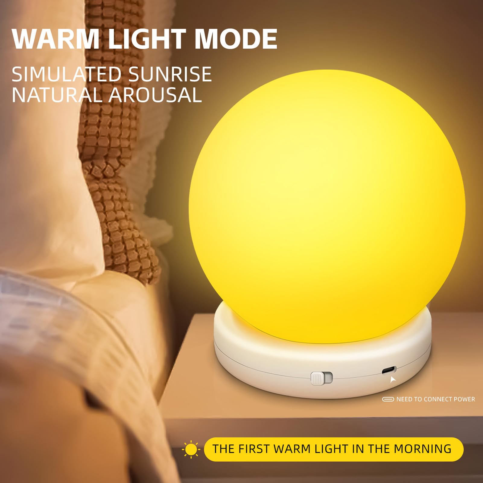RGB-Nachtlicht, Mini-Schlafzimmer-Nachtlampe, Dynamische Farbwechsel-RGB-Kugel-Tischlampe, Einschlafhilfe-Nachttischlampe, Plug-in, Umgebungsbeleuchtung