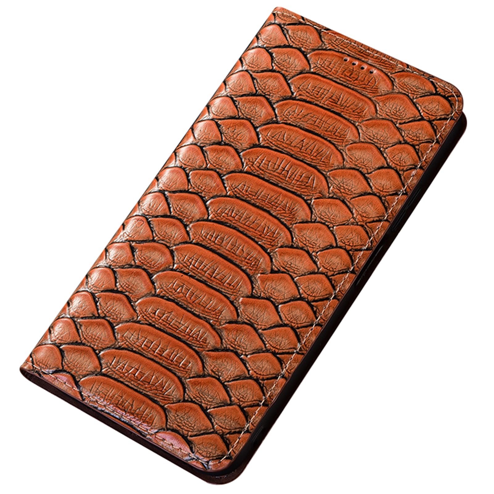 Étui en cuir véritable Huawei Pura 90 Pro premium chic style croco orange