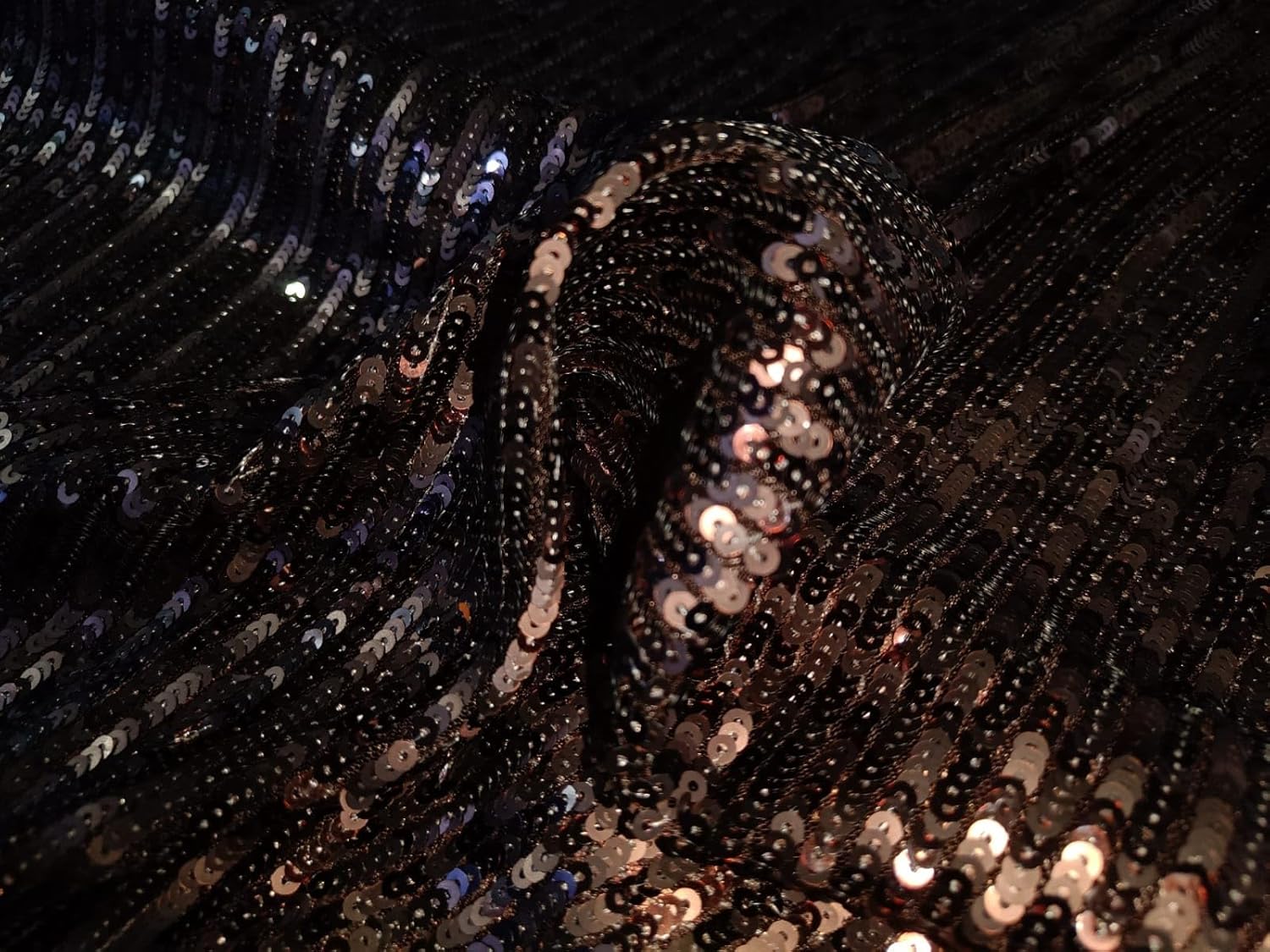 Generic Net Fabric with Diagonal Sequin Lycra 58'' Wide Color Copper Bronze [15686], Cut by the yard, NETSEQ_12240
