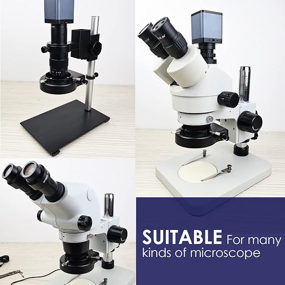Light Microscope LED Ring Illuminator, Adjustable 64 LEDs Ring Light for Industry Monocular Binocular Trinocular Lab Stereo Microscope & Camera
