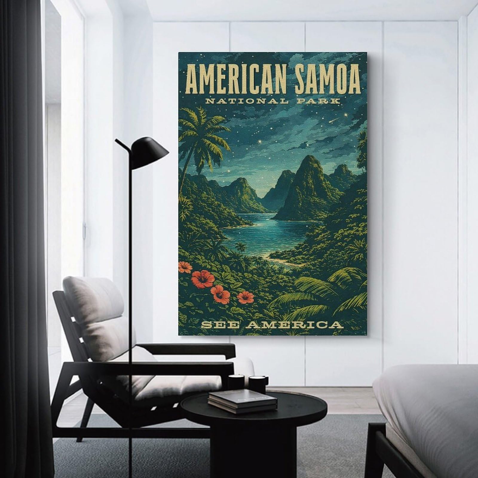 Junmoney Home Decor Wall Art American Samoa National Park Vintage, 20x30inch(50x75cm), for New Homes, Bedrooms Or Workspaces, Decorative Present for New Homes
