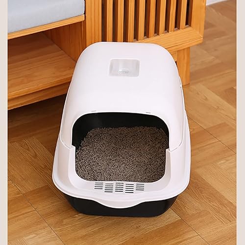 Miniatura 6 de PSDGHE Caja de arena para gatos totalmente cerrada, antisalpicaduras, desodorante para inodoro, suministros de limpieza para mascotas, gris, rosa,