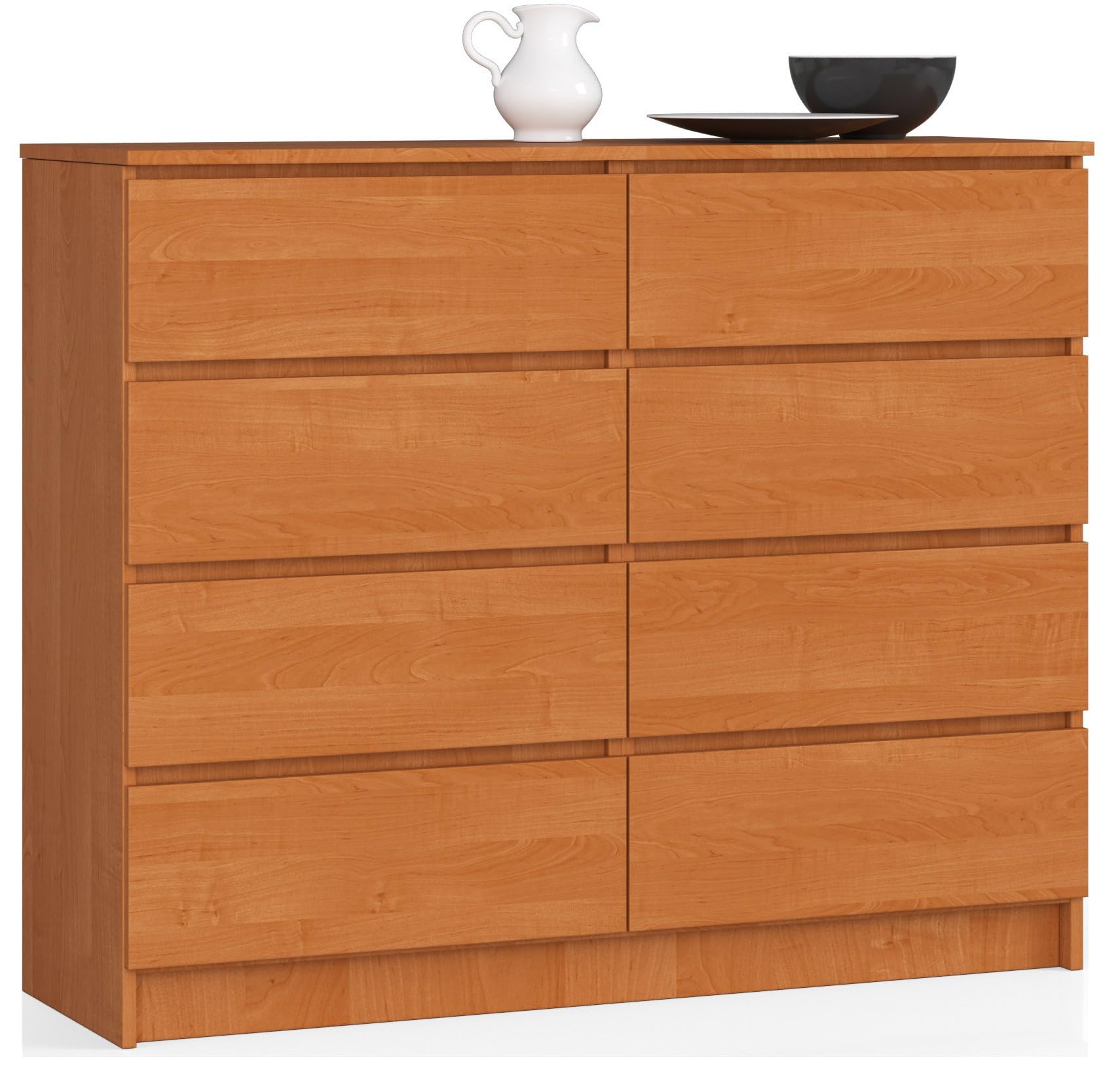 AKORD Commode K-​120 avec 8 Tiroirs | Commode Classique pour La Chambre, Salon | Meuble de Rangement | L120 x H99 x P40 cm, Poids 65 kg | Aulne