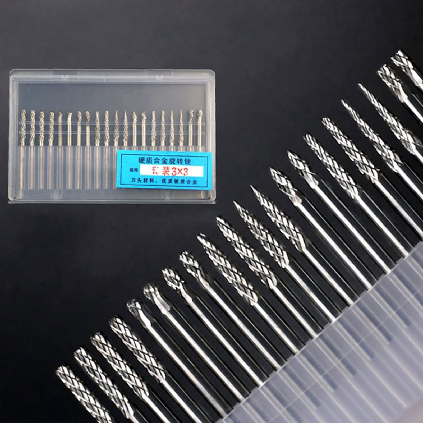 Juego de 20 cabezales de 3 mm con vástago giratorio de 1/8 pulgadas, prácticas brocas de fresado para grabado
