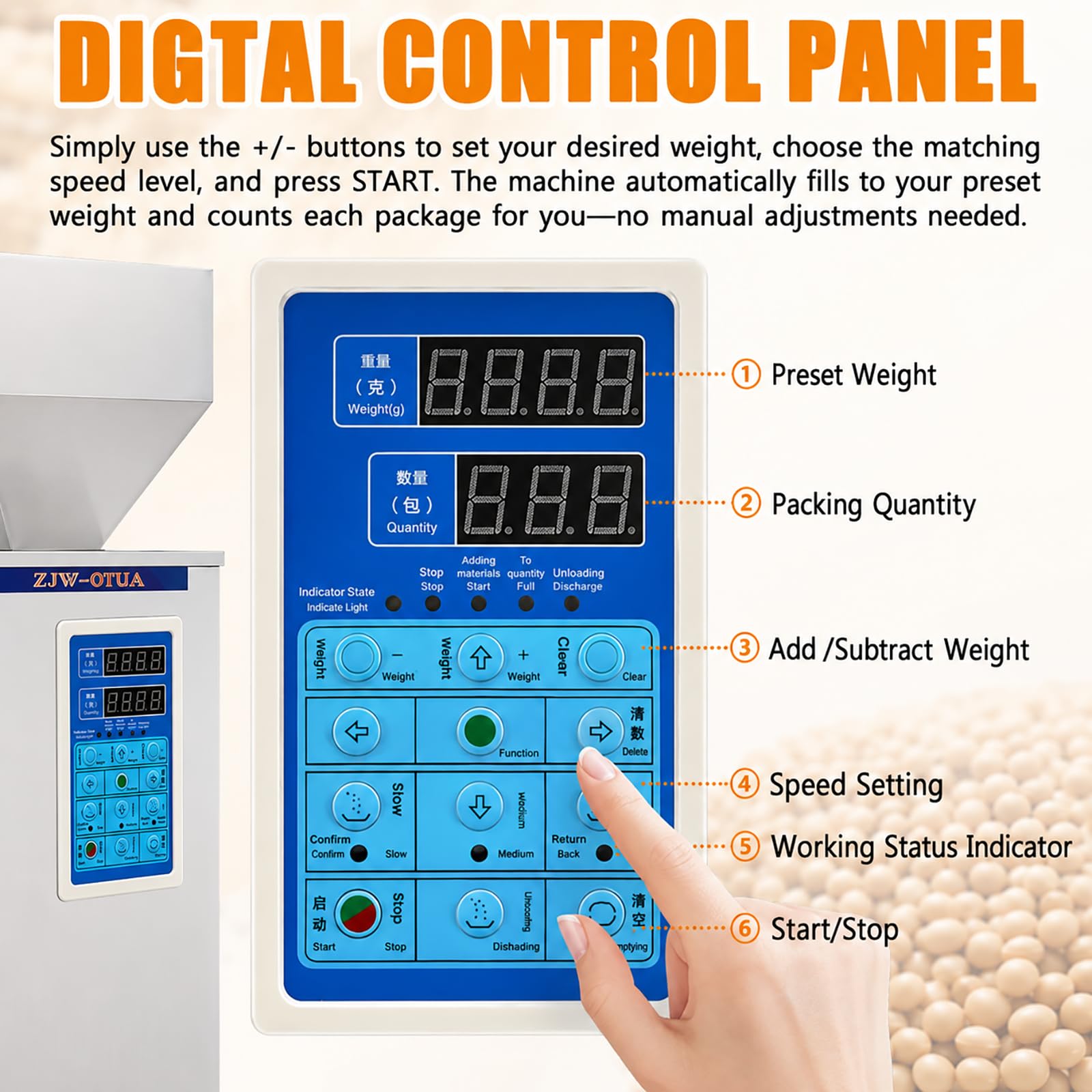 Máquina Llenadora De Polvo Automática De 300 W Con Pantalla Táctil Digital