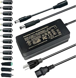 12V 5A Power Supply AC/DC Adapter,Meiyue UL Listed AC 100-240V to DC 12V Power Adapter Converter Transformer with 14 DC Tips, US Plug Switching 12 Volt 5 Amp 60W Power Supply for LED Strip Monitor