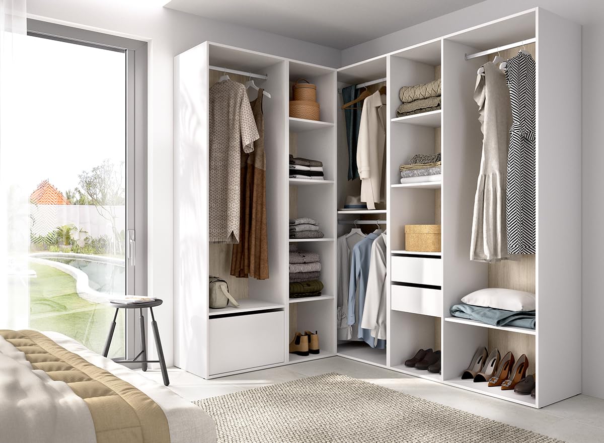 DEKIT Grupo RIMOBEL-Conjunto Armario-VESTIDOR Rincon con Trasera Reversible
