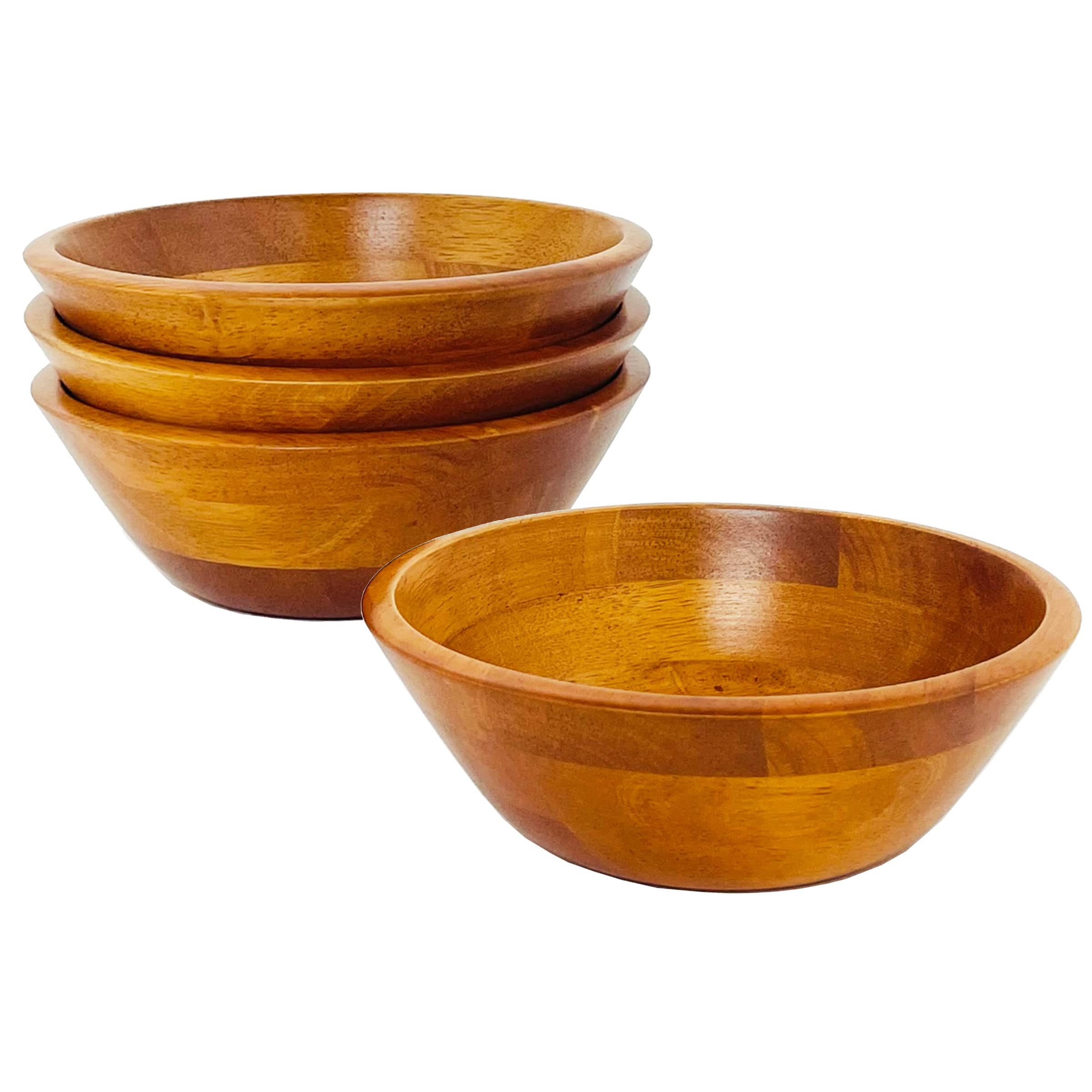 Woodard & Charles Set of 4 Individual Wood Serving Bowls for Salad, Fruit, Snacks, Nuts, or Candy (7