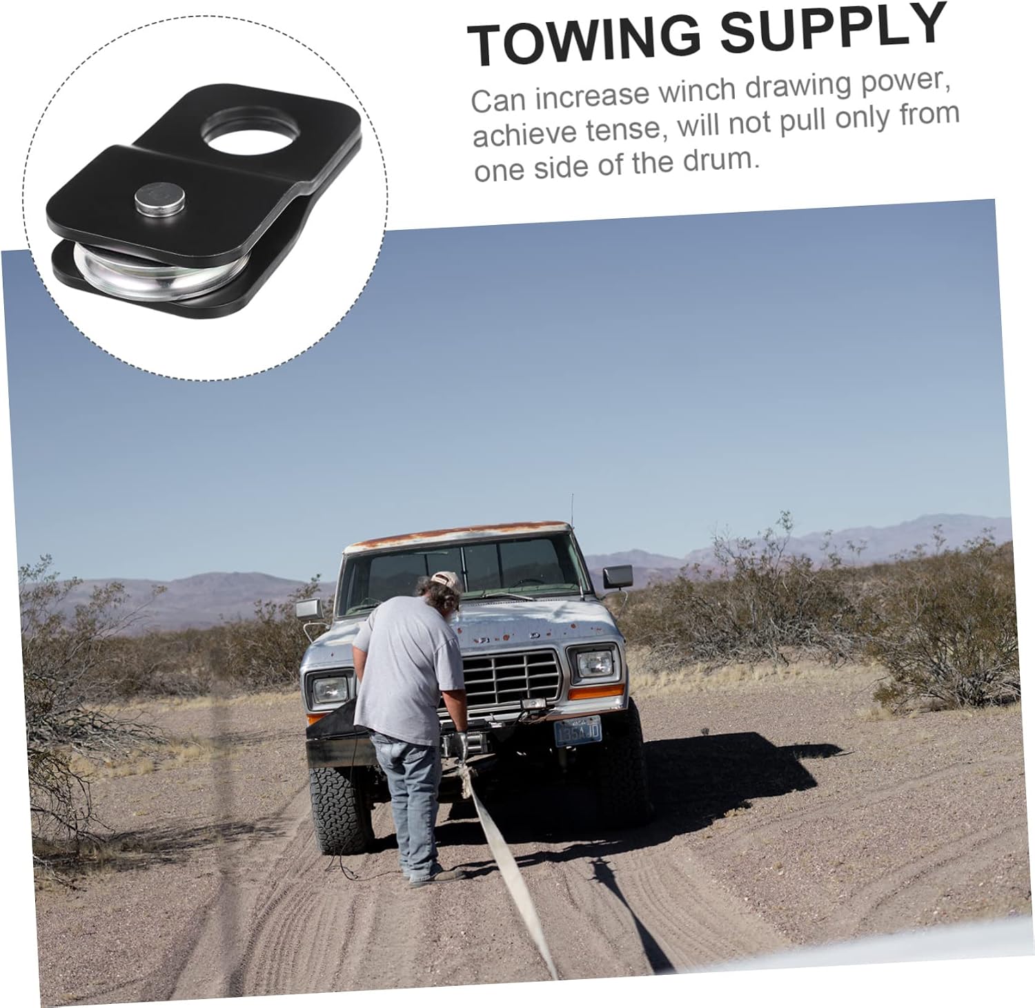 4 Ton Snatch Block Towing Pulley for Winch and Truck Recovery Off-Road Accessory for ATV/UTV and Self-Rescue Operations