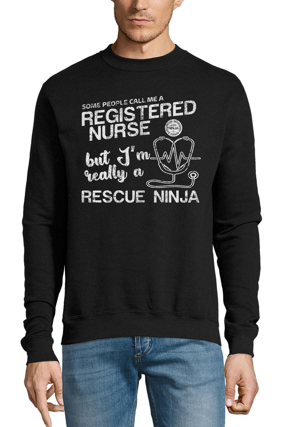 Pull en coton Registered Nurse cadeau original anniversaire noir