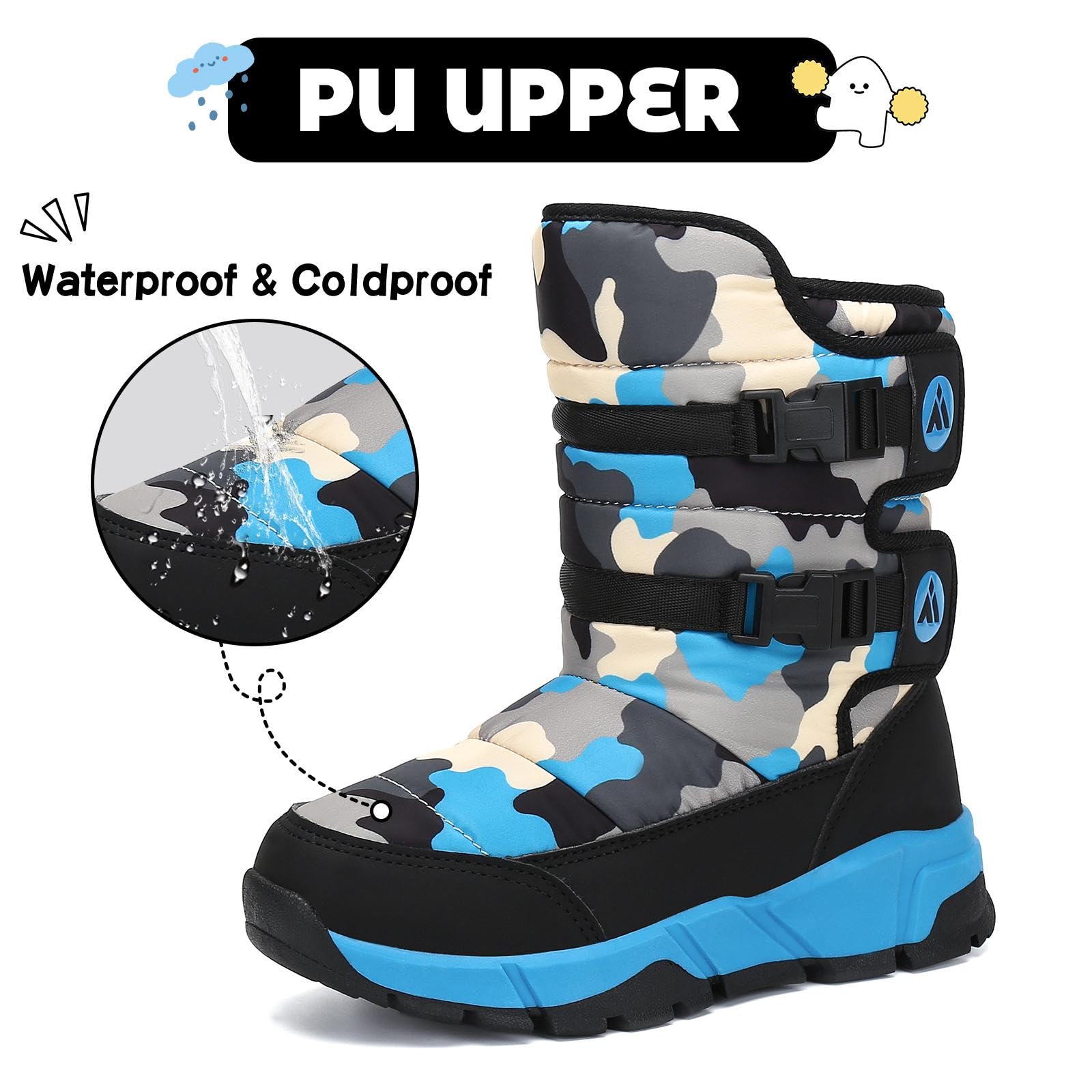 Mishansha Bambini Stivali da Neve Ragazze Caldo Fodera Stivaletti Invernali Ragazzi Scarpe Comodo Antiscivolo