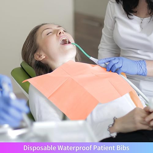 Miniatura 2 de Annhua 60 baberos dentales impermeables morados oscuros desechables 3 capas baberos dentales desechables para clínica dental perforación de tatuajes