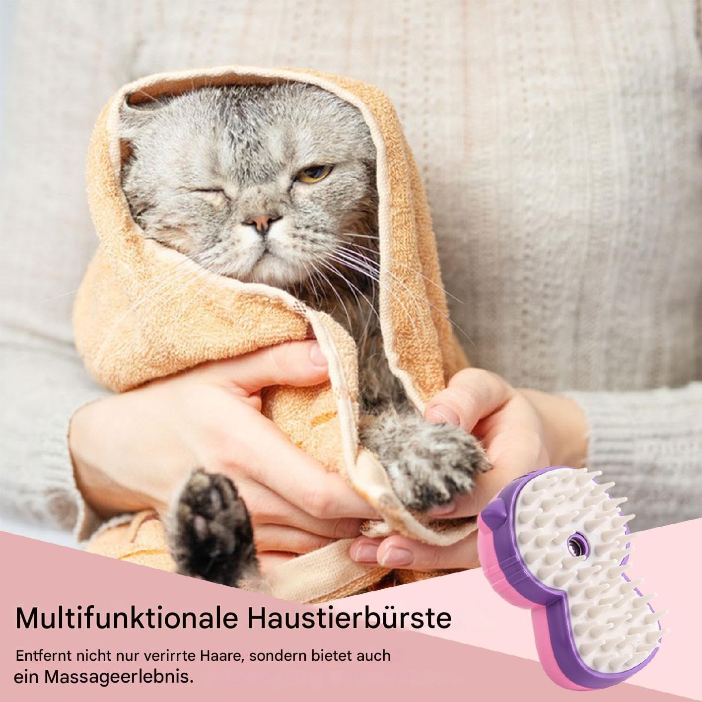 Dampfbürste Für Katzen Tragbare Haarentfernungsbürste Für Haustiere | Dampfende Reinigungsbürste Für Hunde Für Kleine Mittelgroße und Große Kätzchen sowie Welpen für den Einsatz zu Hause und im