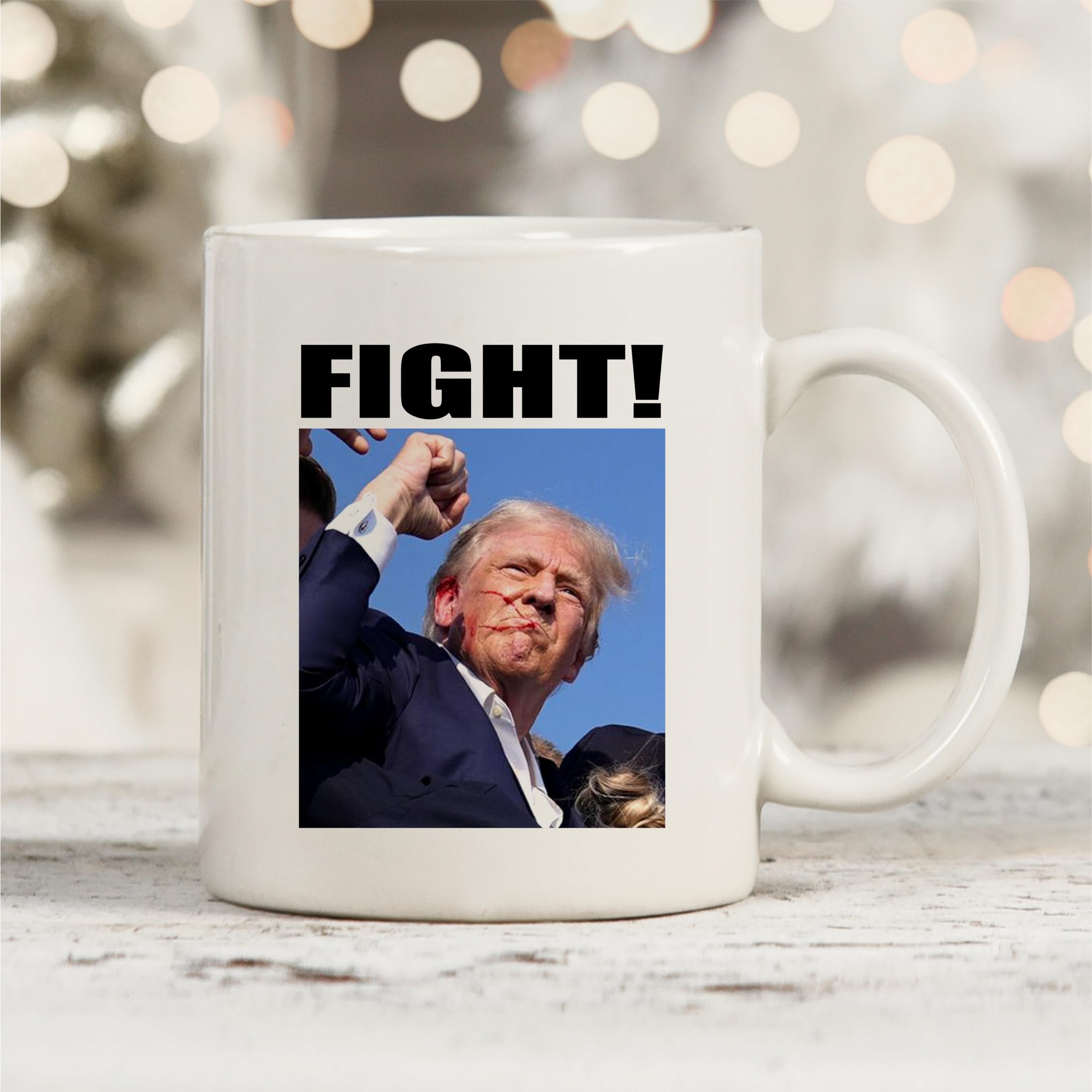 MyCozyCups Tazza da caffè in ceramica Trump Vance 2024 da 325 ml, con scritta Donald Trump pugno Pump Never Surrender Bulletproof Butler Pennsylvania PA Rally, Not Today Shot At Ear Tententated
